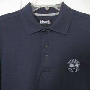 Ashworth Mens S/S "Pebble Beach Golf Links" (CA) Navy Pima Cotton Polo Shirt - S
